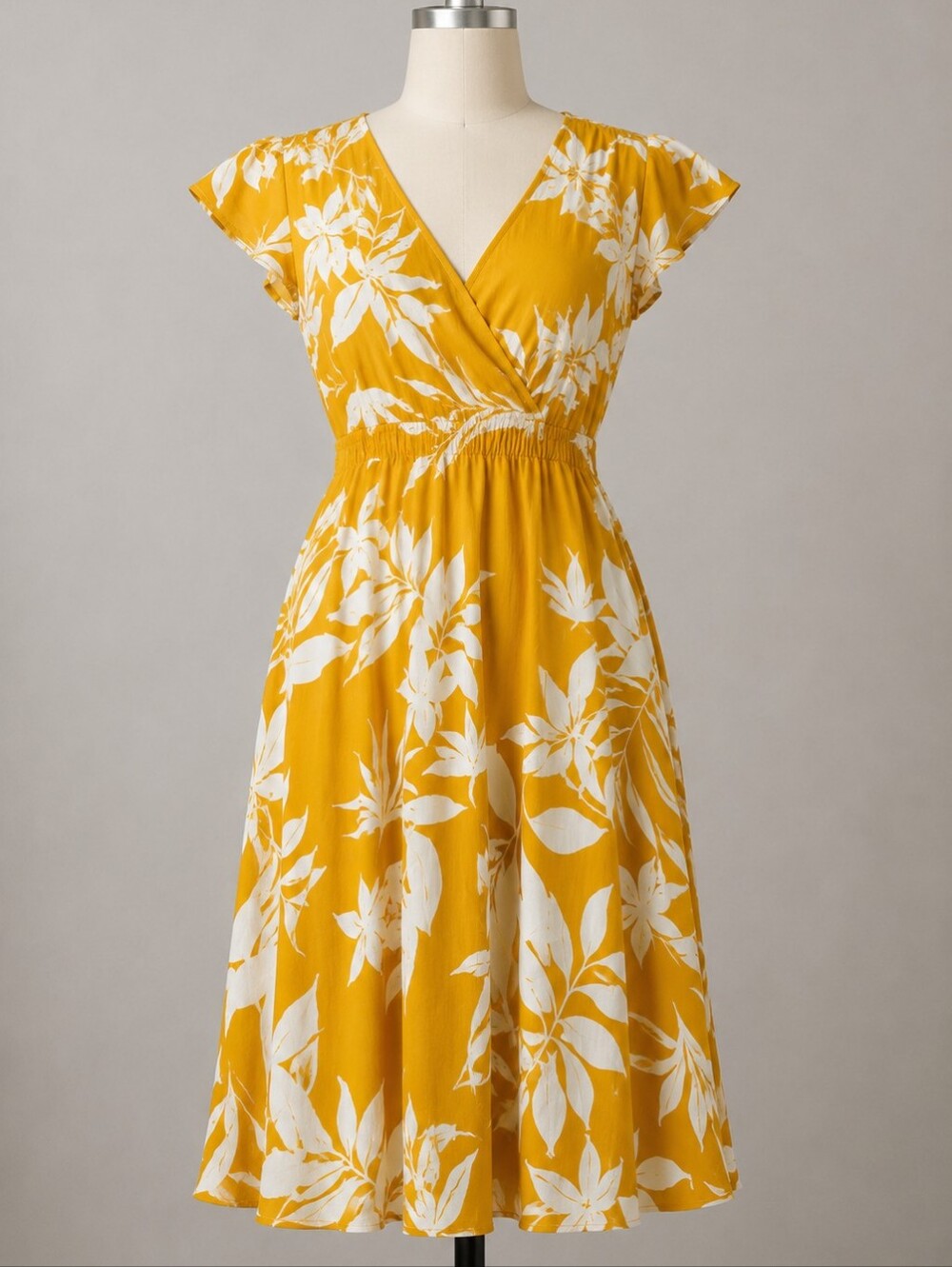Old Navy Yellow and White Floral Midi Dress